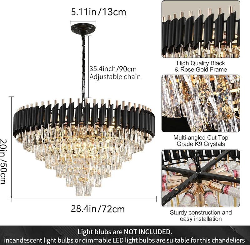 Modern and Crystal Flush Mount Chandelier 7-Light W50CM