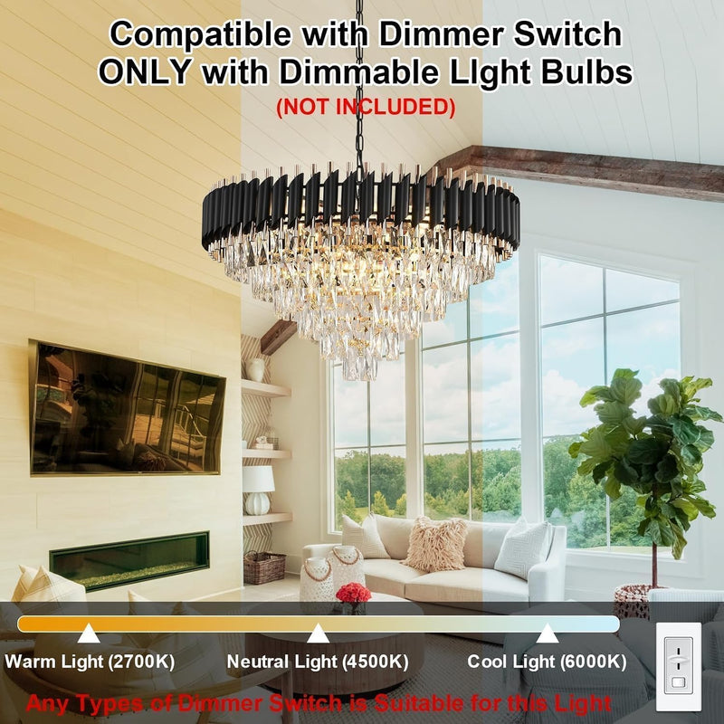 Modern and Crystal Flush Mount Chandelier 7-Light W50CM