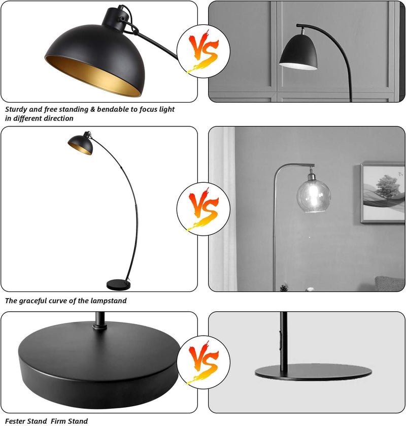 Modern Antique Brass Floor Lamp with Adjustable Lampshade
