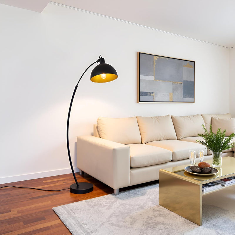 Modern Antique Brass Floor Lamp with Adjustable Lampshade