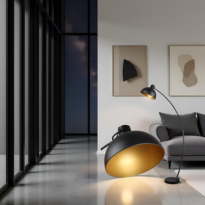 Modern Antique Brass Floor Lamp with Adjustable Lampshade