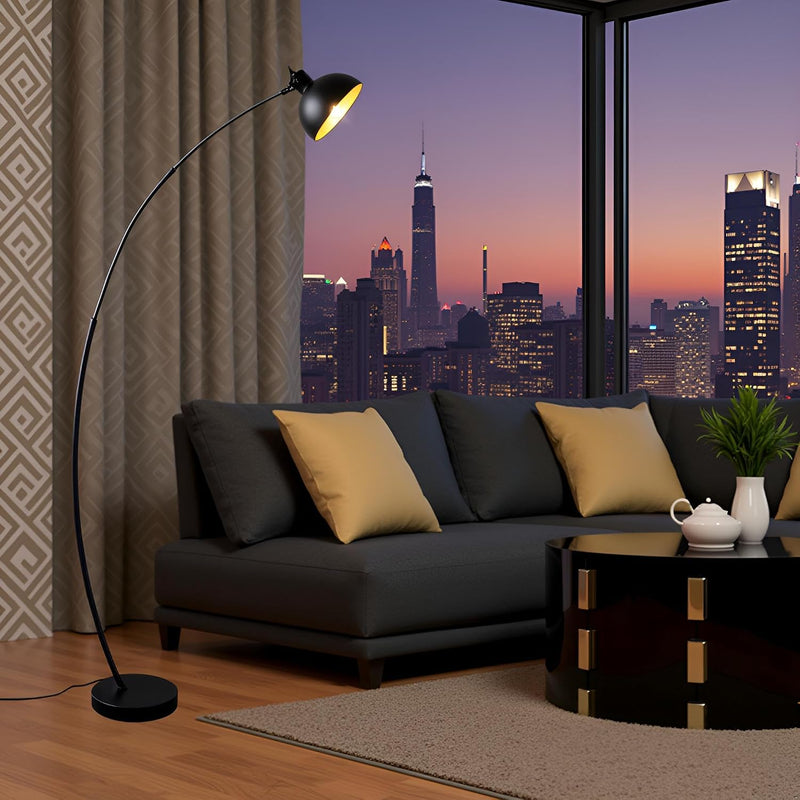 Modern Antique Brass Floor Lamp with Adjustable Lampshade