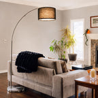 Arc Floor Lamp Rattan with Reach Adjustable
