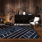 Modern Art Deco Living Room Area Rug Striped