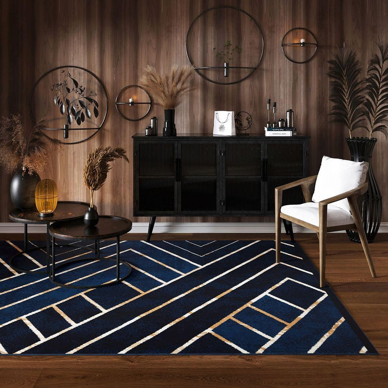 Modern Art Deco Living Room Area Rug Striped