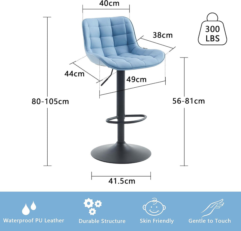 Modern Bar Stools PU Leather Height Adjustable Swivel (Set of 2)