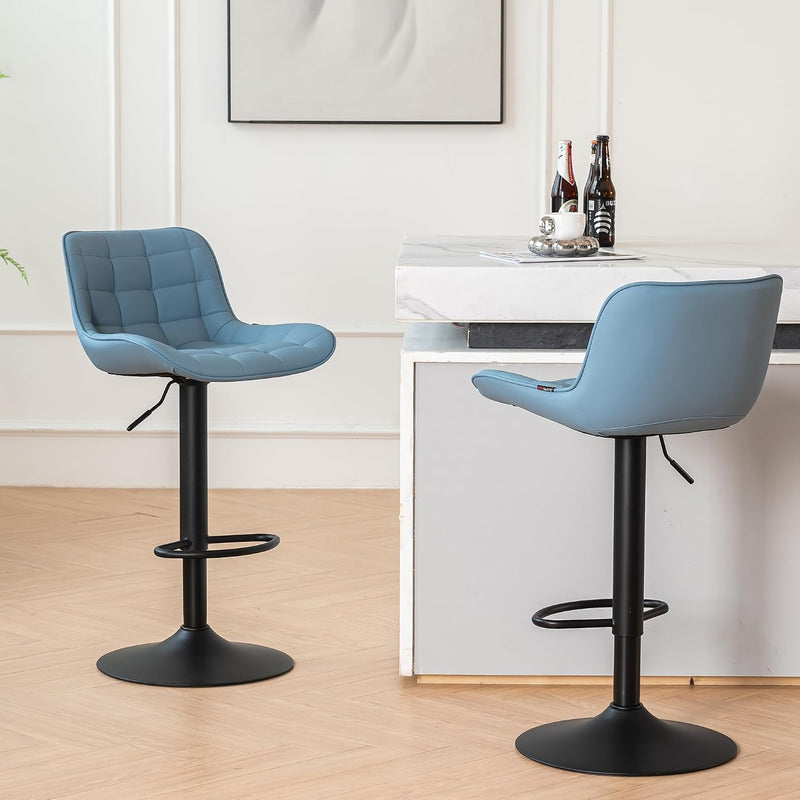 Modern Bar Stools PU Leather Height Adjustable Swivel (Set of 2)