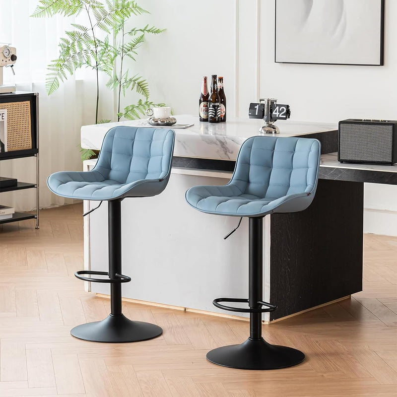 Modern Bar Stools PU Leather Height Adjustable Swivel (Set of 2)