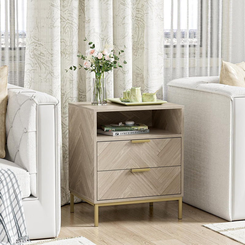 Modern Bedside Tabls with Drawers Wood Bed Side