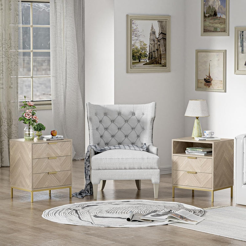 Modern Bedside Tabls with Drawers Wood Bed Side
