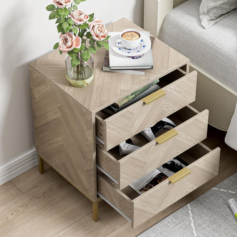Modern Bedside Tabls with Drawers Wood Bed Side