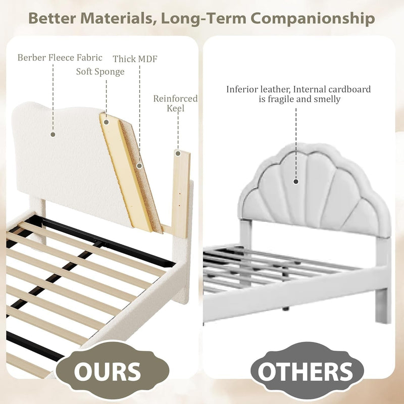 Bed Frame with Adjustable Headboard Velvet Upholstered Platform