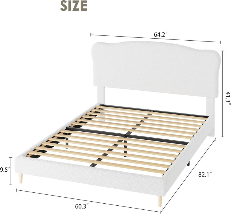 Bed Frame with Adjustable Headboard Velvet Upholstered Platform