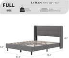 Bed Frame with Adjustable Headboard Velvet Upholstered Platform
