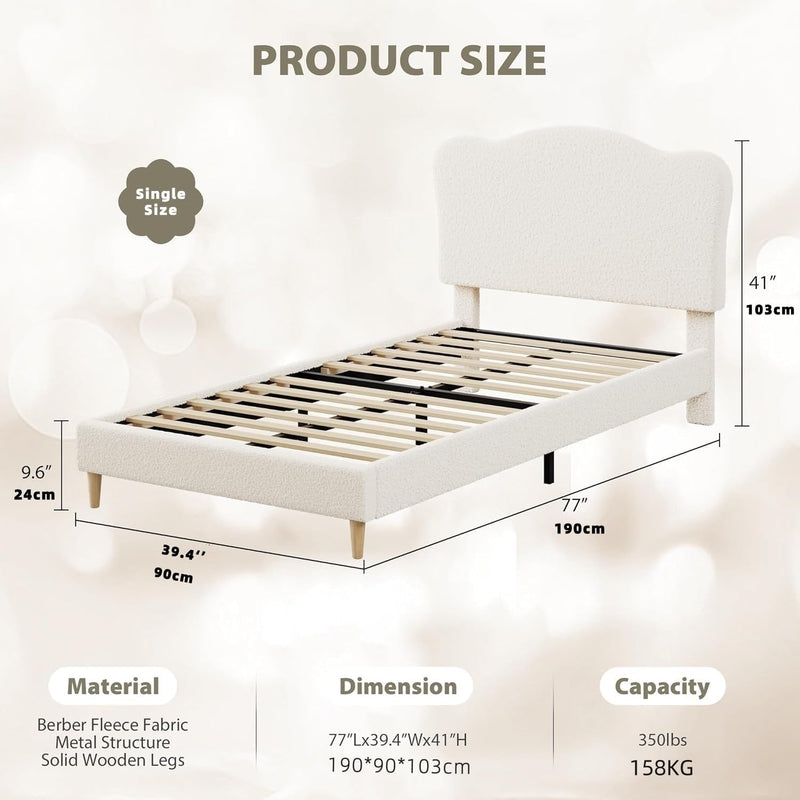 Bed Frame with Adjustable Headboard Velvet Upholstered Platform