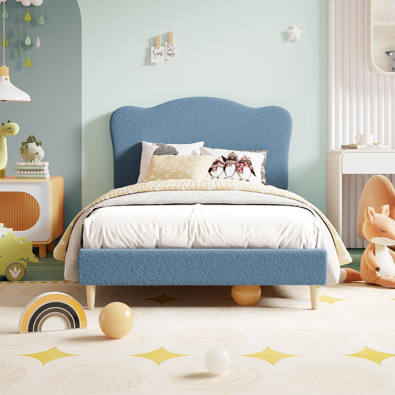 Bed Frame with Adjustable Headboard Velvet Upholstered Platform