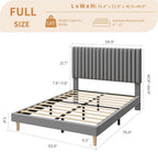 Bed Frame with Adjustable Headboard Velvet Upholstered Platform
