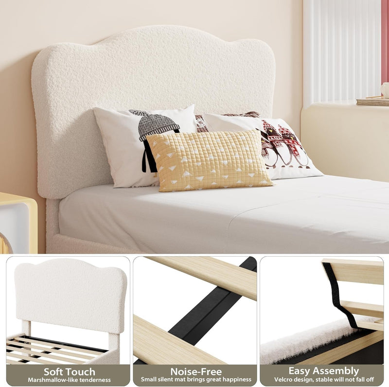 Bed Frame with Adjustable Headboard Velvet Upholstered Platform