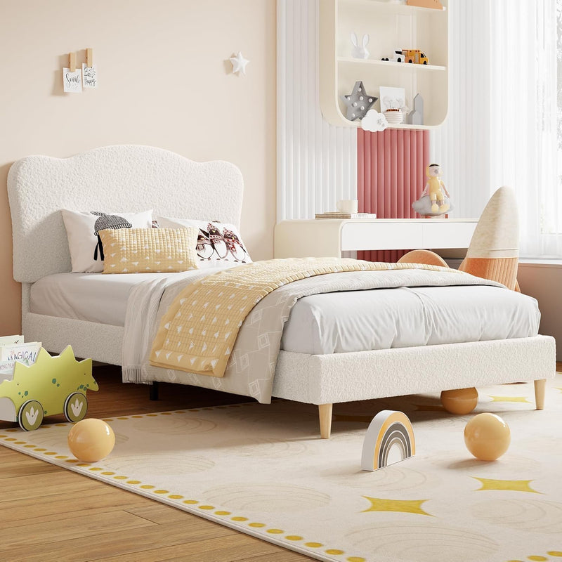 Bed Frame with Adjustable Headboard Velvet Upholstered Platform