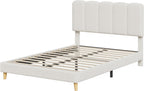 Bed Frame with Adjustable Headboard Velvet Upholstered Platform