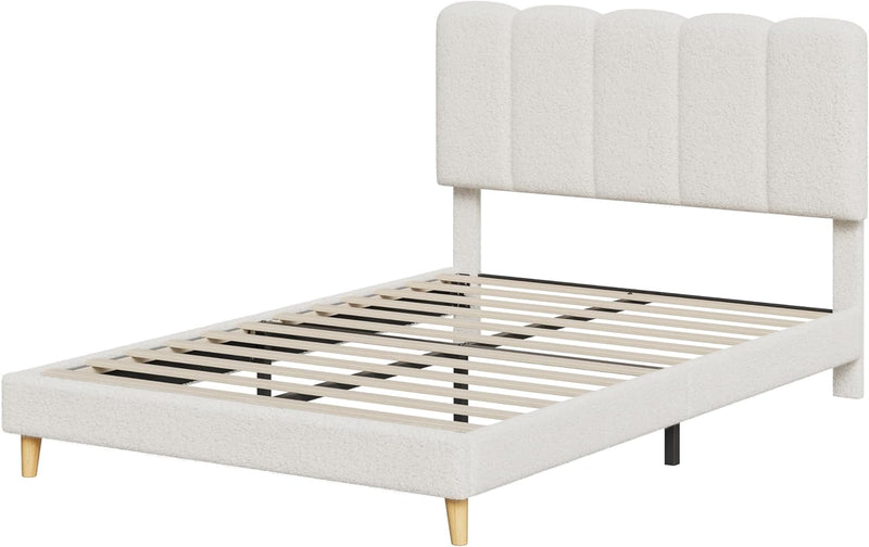 Bed Frame with Adjustable Headboard Velvet Upholstered Platform