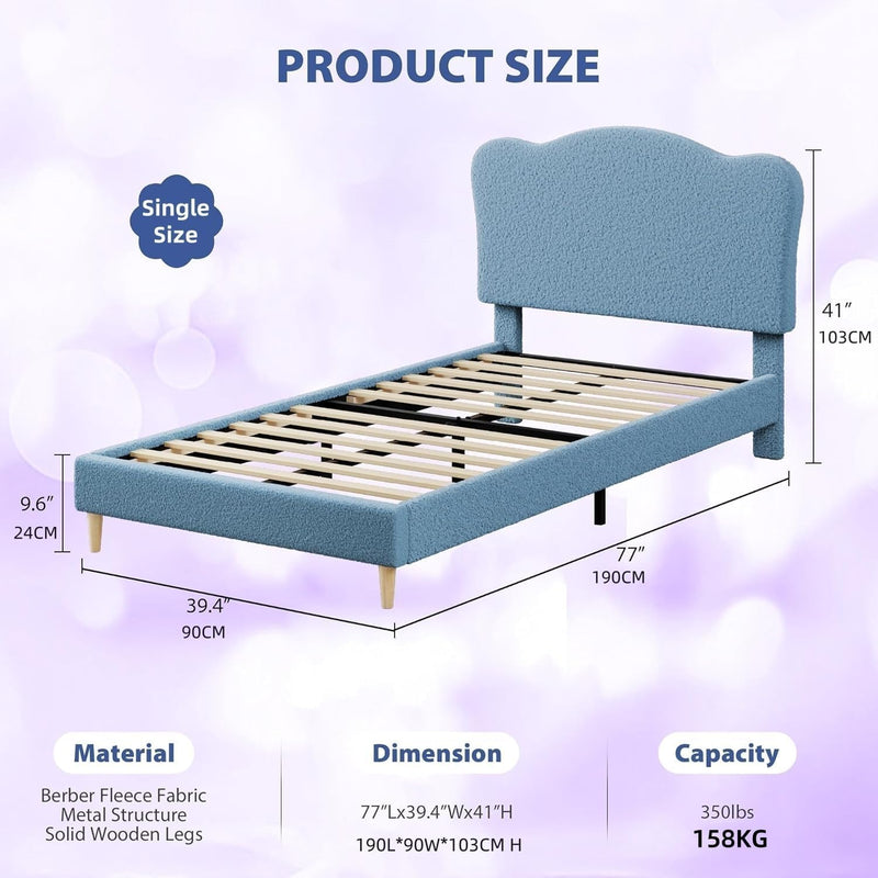 Bed Frame with Adjustable Headboard Velvet Upholstered Platform