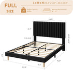 Bed Frame with Adjustable Headboard Velvet Upholstered Platform