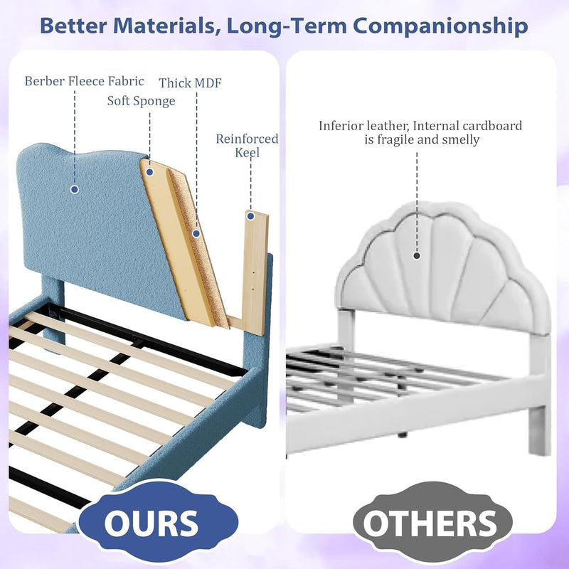 Bed Frame with Adjustable Headboard Velvet Upholstered Platform