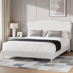 Bed Frame with Adjustable Headboard Velvet Upholstered Platform