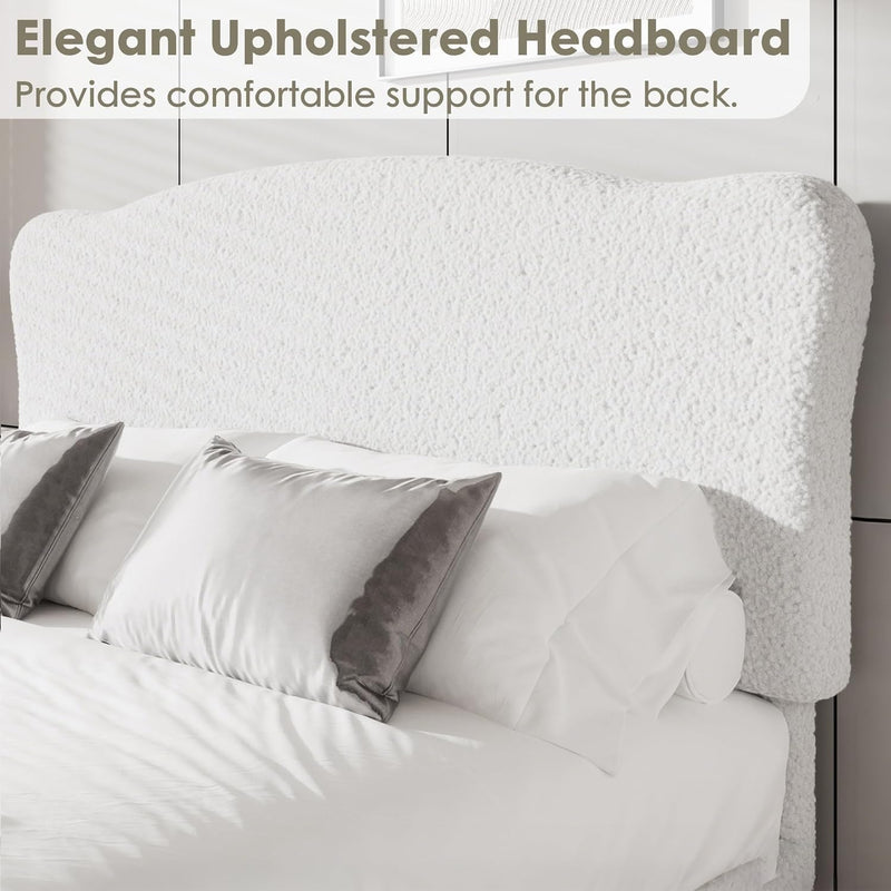 Bed Frame with Adjustable Headboard Velvet Upholstered Platform