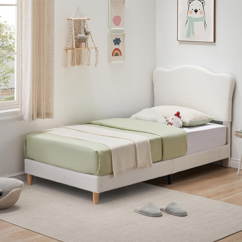 Bed Frame with Adjustable Headboard Velvet Upholstered Platform