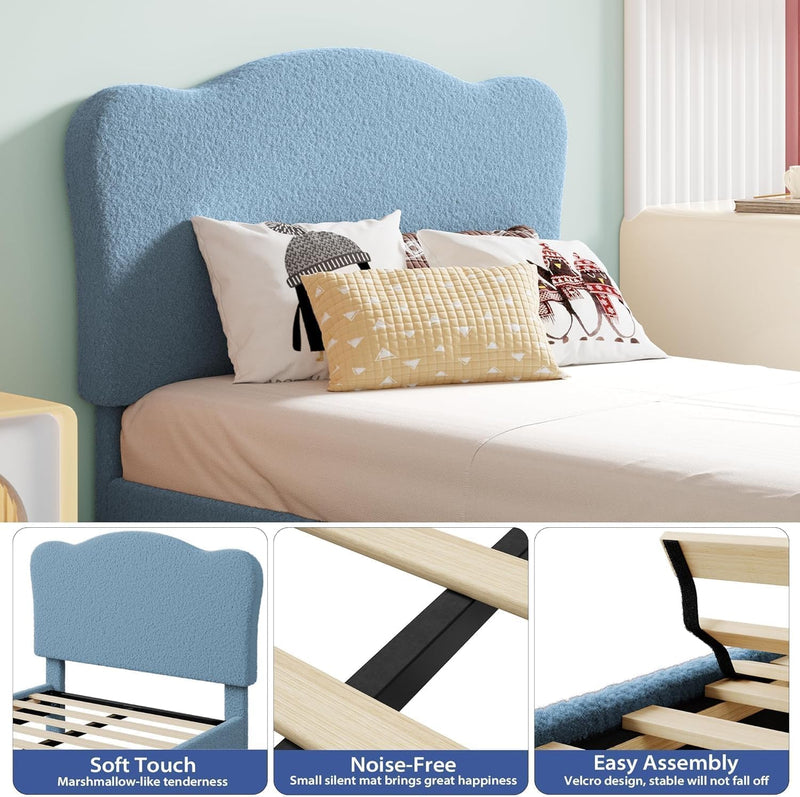 Bed Frame with Adjustable Headboard Velvet Upholstered Platform