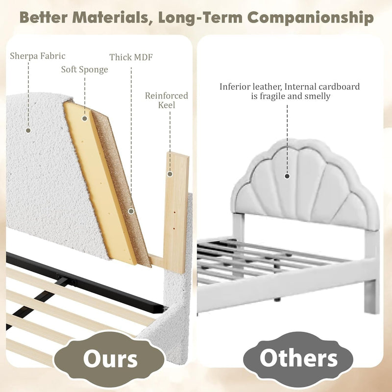 Bed Frame with Adjustable Headboard Velvet Upholstered Platform