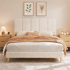 Bed Frame with Adjustable Headboard Velvet Upholstered Platform