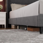 Bed Frame with Adjustable Headboard Velvet Upholstered Platform