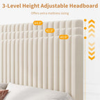 Bed Frame with Adjustable Headboard Velvet Upholstered Platform