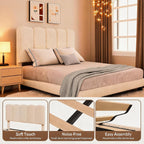 Bed Frame with Adjustable Headboard Velvet Upholstered Platform