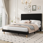 Bed Frame with Adjustable Headboard Velvet Upholstered Platform
