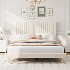 Bed Frame with Adjustable Headboard Velvet Upholstered Platform