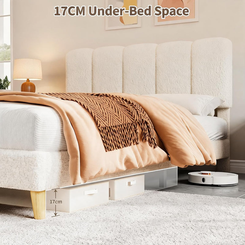 Bed Frame with Adjustable Headboard Velvet Upholstered Platform