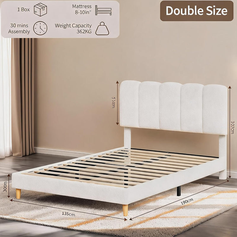 Bed Frame with Adjustable Headboard Velvet Upholstered Platform
