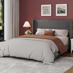 Bed Frame with Adjustable Headboard Velvet Upholstered Platform