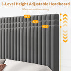 Bed Frame with Adjustable Headboard Velvet Upholstered Platform
