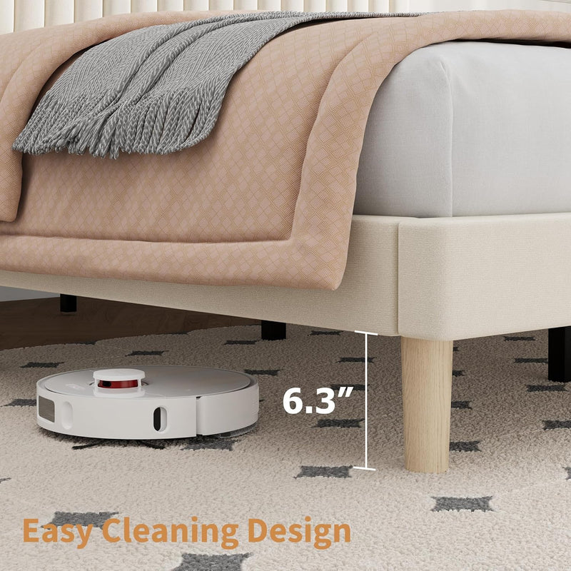 Bed Frame with Adjustable Headboard Velvet Upholstered Platform