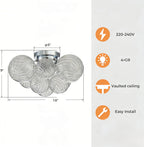 Modern Bubble Ceiling Light Fixture 4-Light Flush Mount