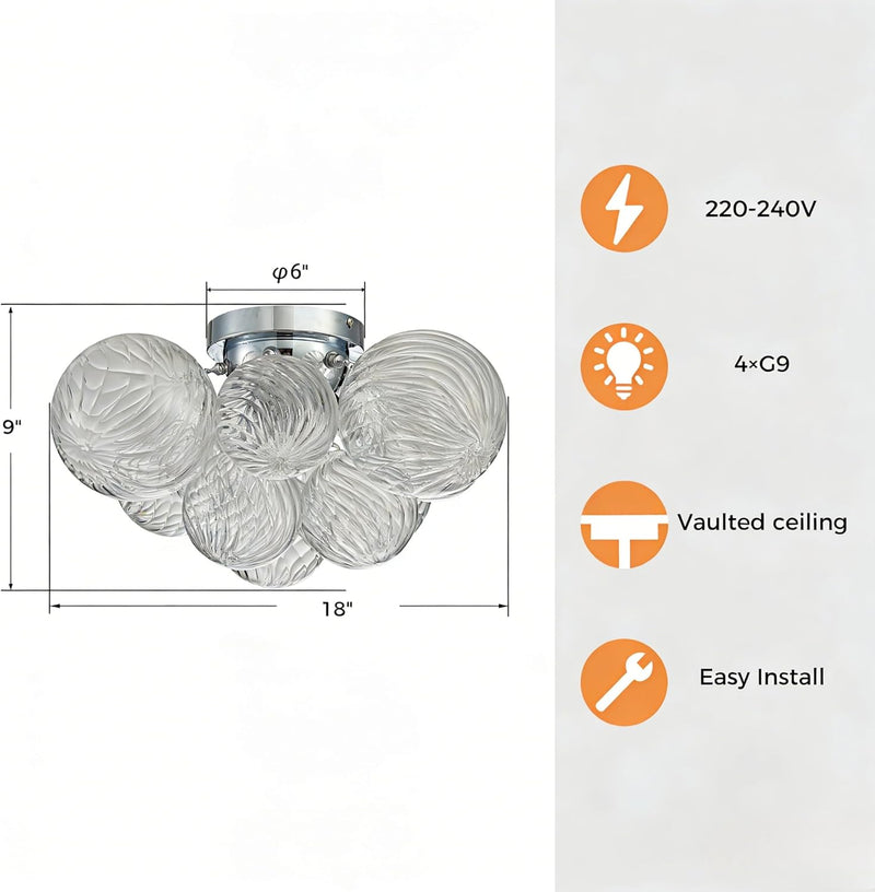 Modern Bubble Ceiling Light Fixture 4-Light Flush Mount