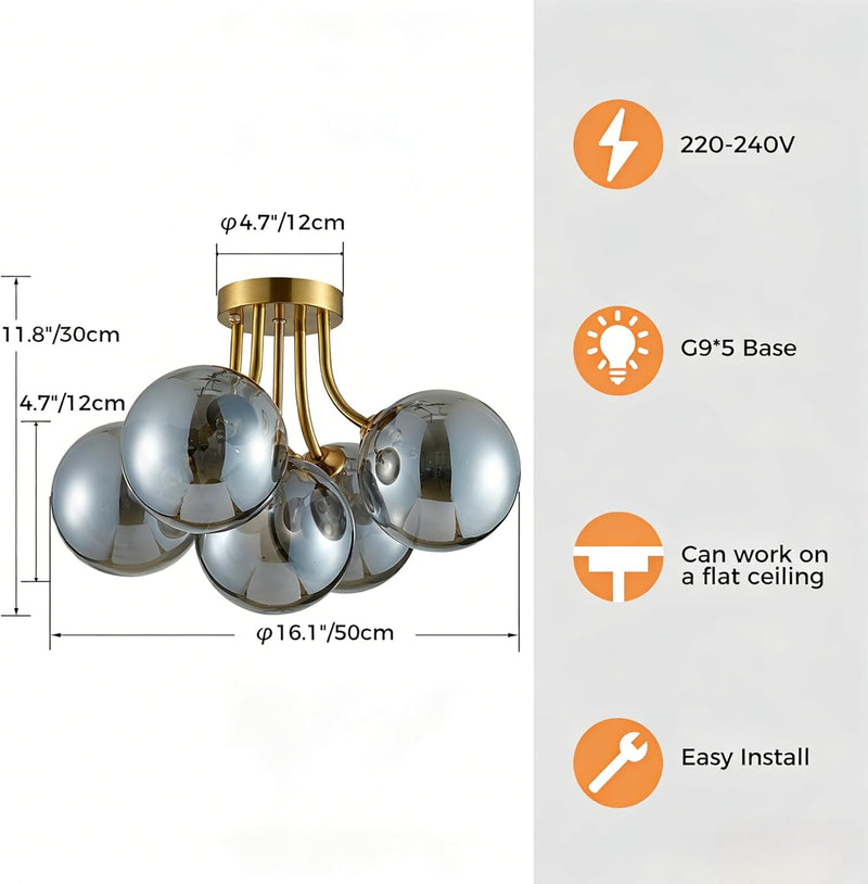 Modern Bubble Ceiling Light Fixture 4-Light Flush Mount