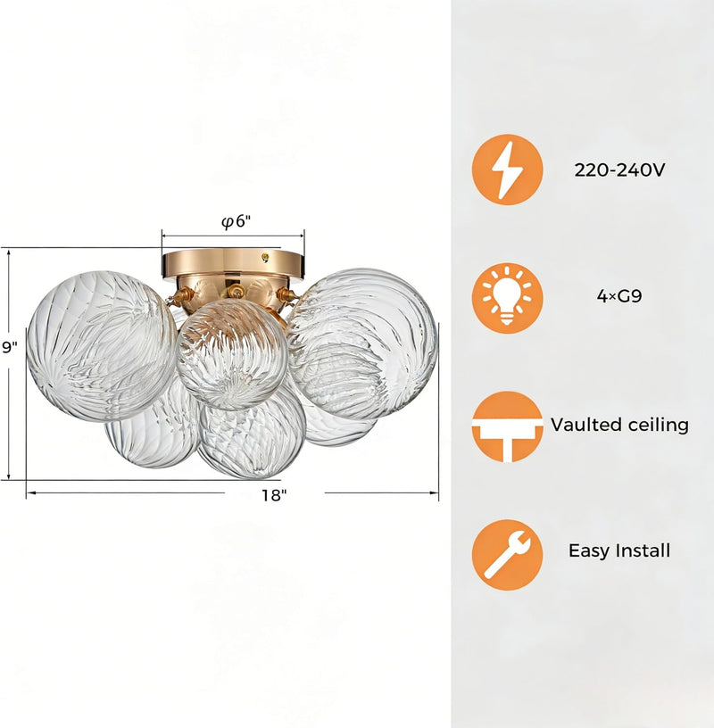Modern Bubble Ceiling Light Fixture 4-Light Flush Mount