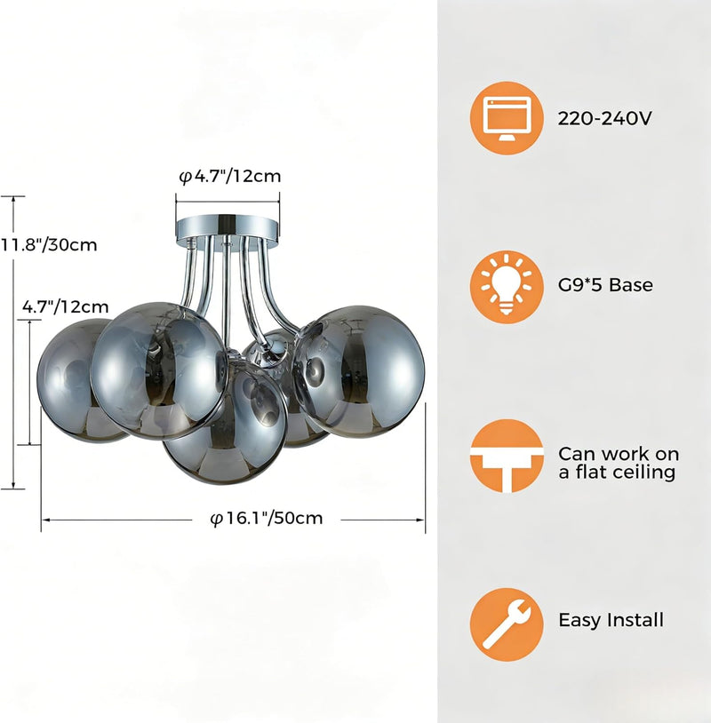 Modern Bubble Ceiling Light Fixture 4-Light Flush Mount
