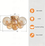 Modern Bubble Ceiling Light Fixture 4-Light Flush Mount